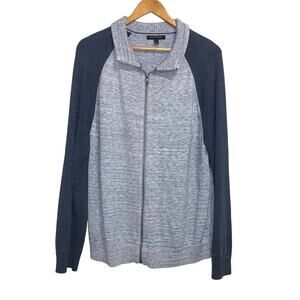 Banana Republic Heathered Blue Full Zip Sweater Jacket